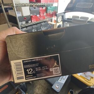 Jordan 1 Mid SE Kids Sneakers - Black and Metallic Gold 12c